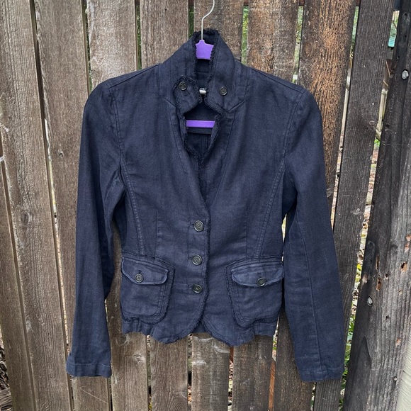 J. Crew Black Washed 100% Linen Academy Jacket 3 Button Blazer Sz XS - Picture 7 of 15